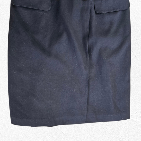 80s Vintage Navy Double Breasted Military Gold Button Wrap Blazer Dress Size 10 - Picture 6 of 16